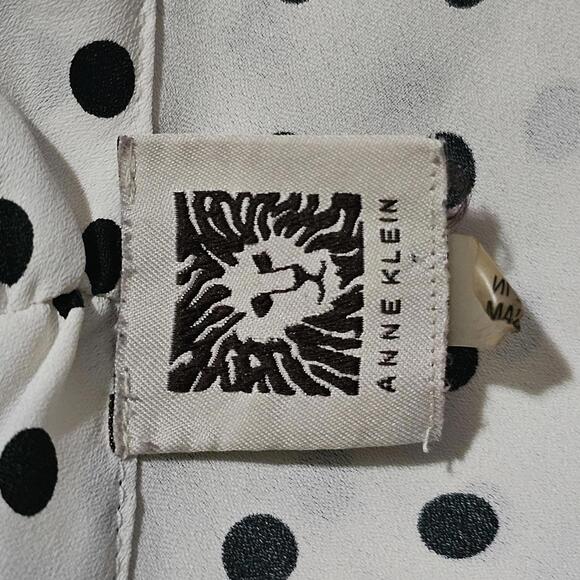 Anne Klein White and Black Dotted Blouse - Picture 9 of 11